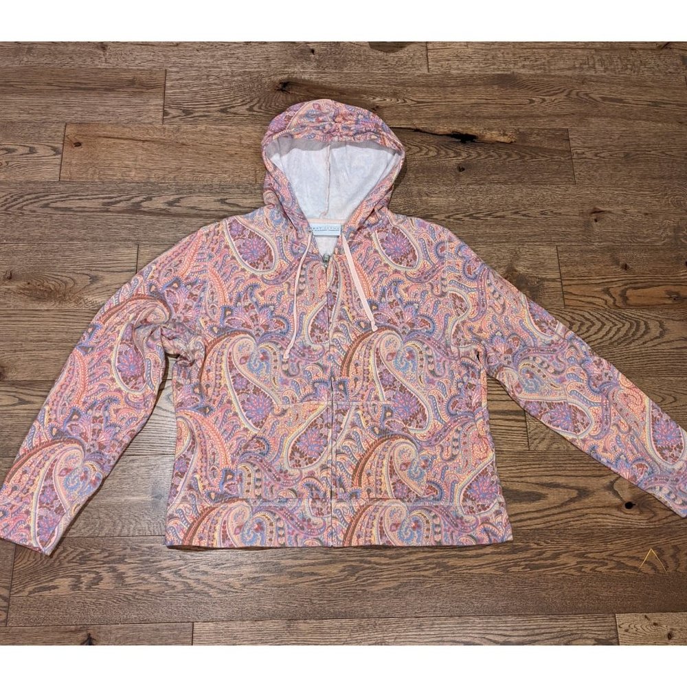 Liz Claiborne Pink Paisley Zip Up Hoodie Size XL